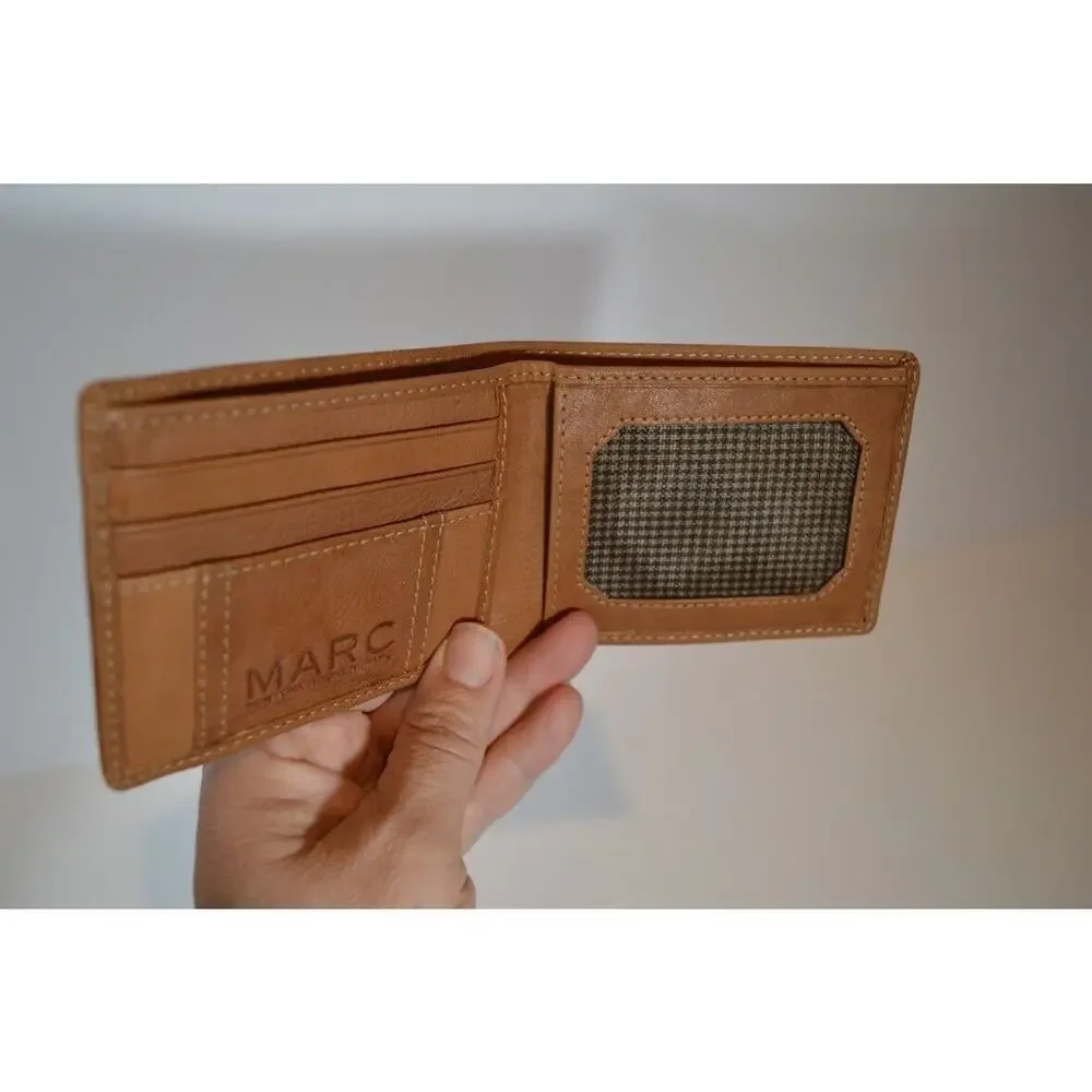 Marc New York Genuine Leather Bifold Wallet Andrew Marc Camel Whiskey‎ Color